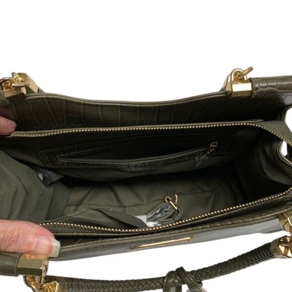 New BEBE Natalie Croco Hunter Shopper Gold Tone Hardware Crossbody Strap Purse - Picture 5 of 8